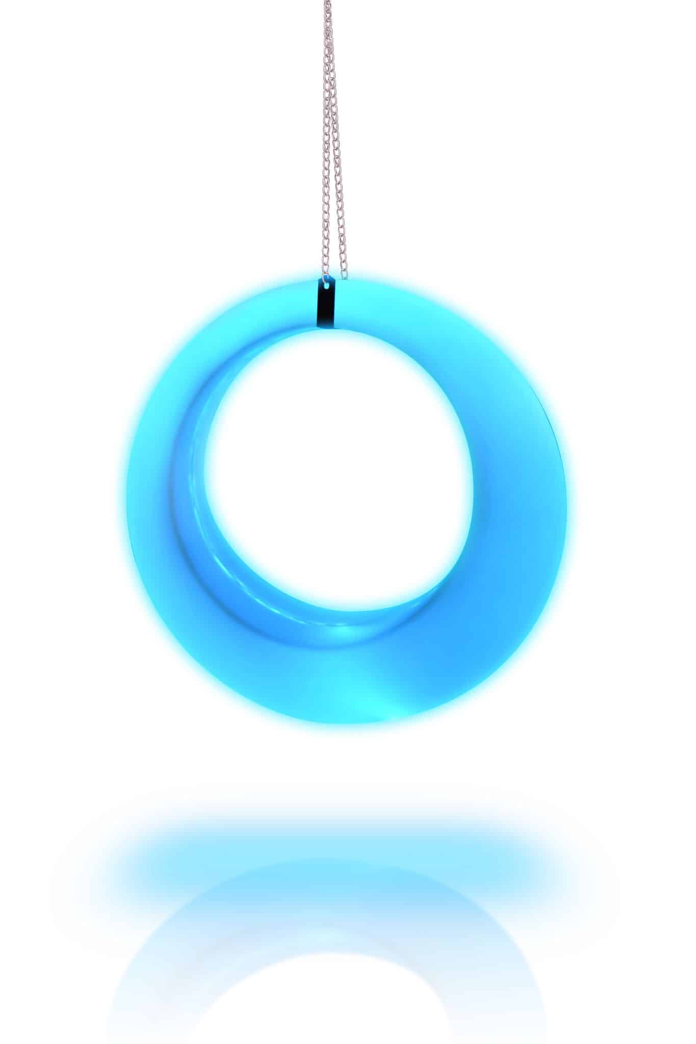 Blue LED Swing rental in Austin – glowing modern swing for events from Modern Event Rental ATX.