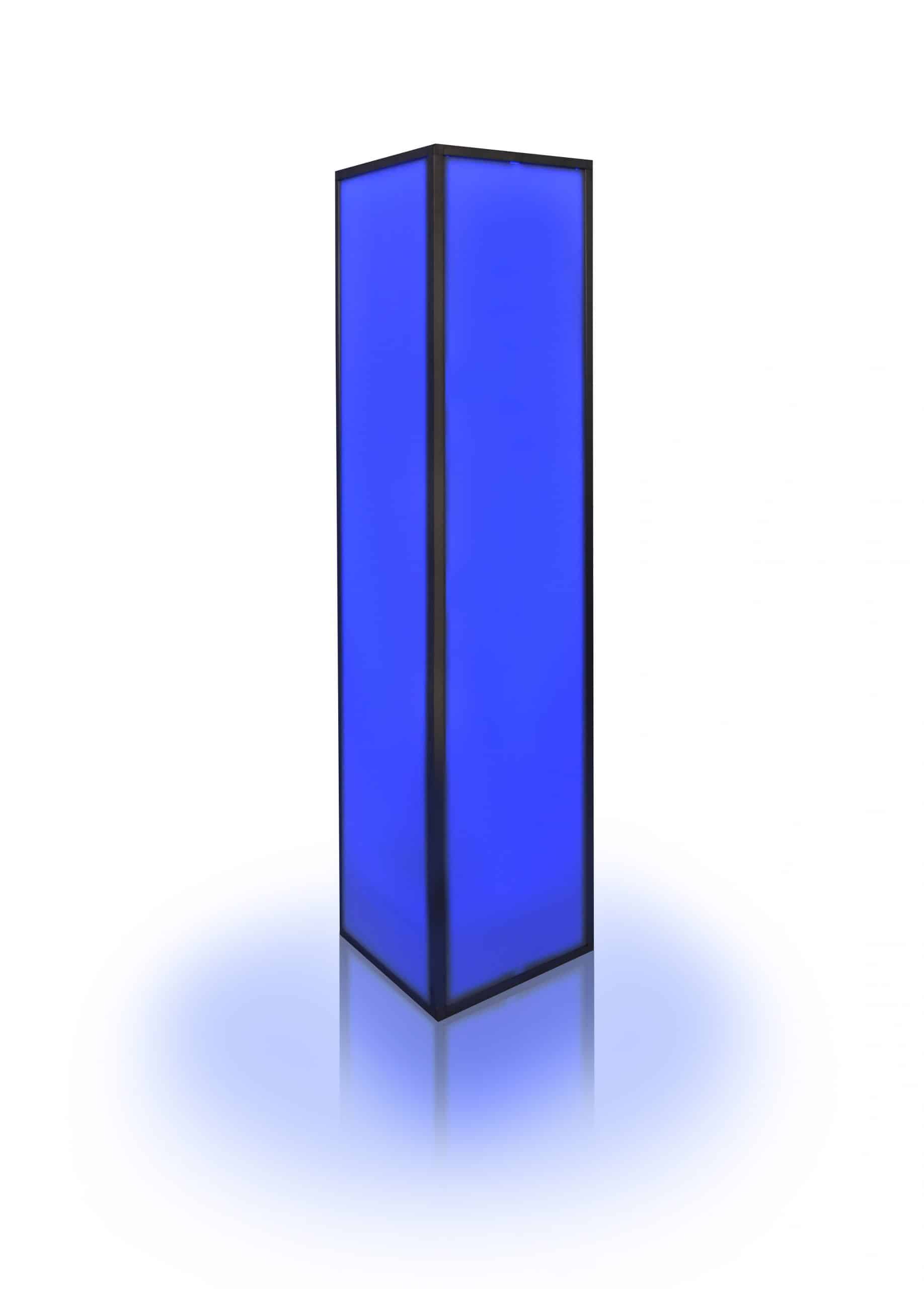 6ft L.E.D. Acrylic Pillar rental with glowing modern design for events.
